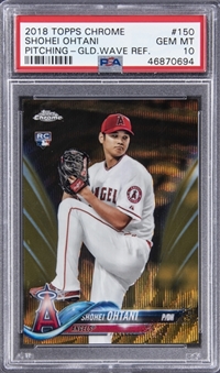 2018 Topps Chrome (Pitching) Gold Wave Refractor #150 Shohei Ohtani Rookie Card (#29/50) - PSA GEM MT 10